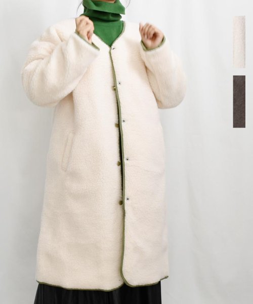 ARGO TOKYO(アルゴトウキョウ)/Revesible Boa Long Coat 21068パイピングボアリバーシブルボアロングコート/img01