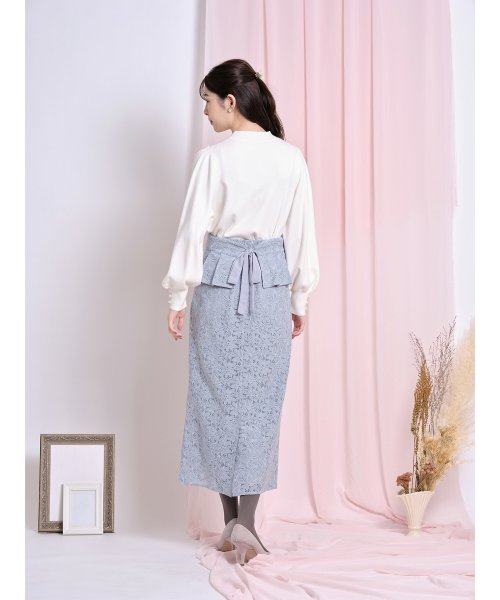 tocco closet(トッコクローゼット)/バックリボンペプラム付き２ＷＡＹフラワーレースタイトスカート/img07