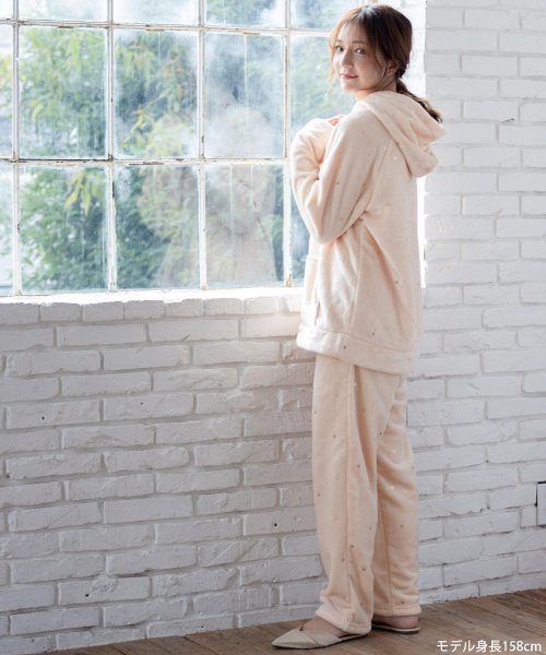 fran de lingerie(フランデランジェリー)/memory fleece メモリーフリースプルパーカー上下セット(アラン編み・星柄・ボーダー)/img05