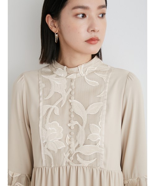 velor刺繍スイッチングバルーンドレス(505072369)｜阪急百貨店公式通販 