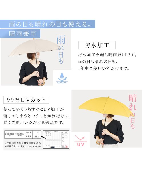 WAKAO(ワカオ)/ワカオ WAKAO 雨傘 折りたたみ傘 レディース 47cm 軽量 防水 UVカット 紫外線対策 天然素材 日本製 タッセル付き FOLDING UMBRELL/img01