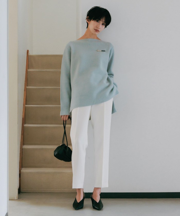 【WEB限定カラーあり】ウールカシミヤ ボートネックニット