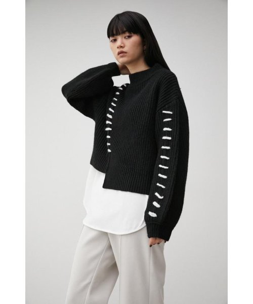 AZUL by moussy(アズールバイマウジー)/HAND STITCH SHORT KNIT TOPS/img11