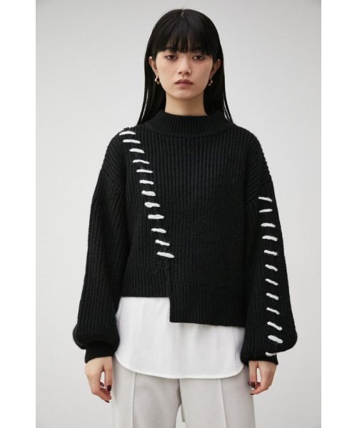 AZUL by moussy(アズールバイマウジー)/HAND STITCH SHORT KNIT TOPS/img13