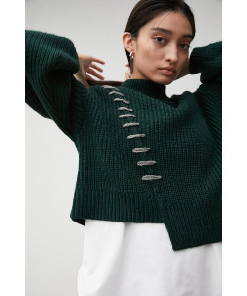 AZUL by moussy(アズールバイマウジー)/HAND STITCH SHORT KNIT TOPS/img19