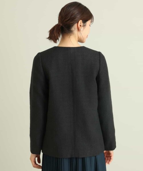 パール調ボタンツイードミドルジャケット 