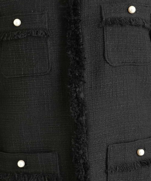 パール調ボタンツイードミドルジャケット 