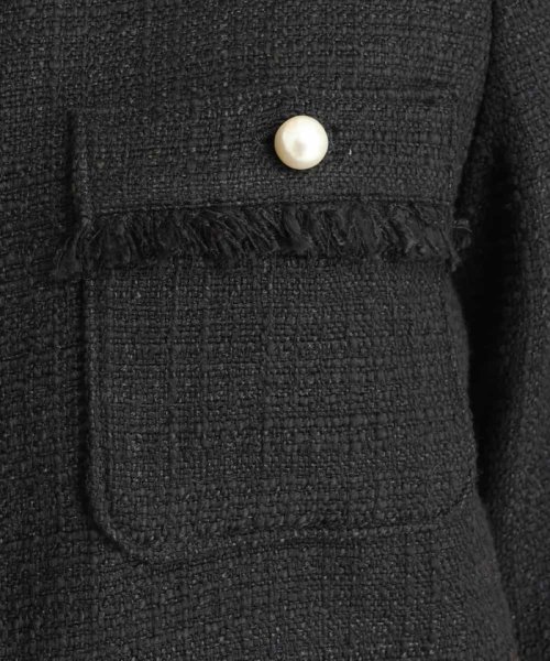 パール調ボタンツイードミドルジャケット 