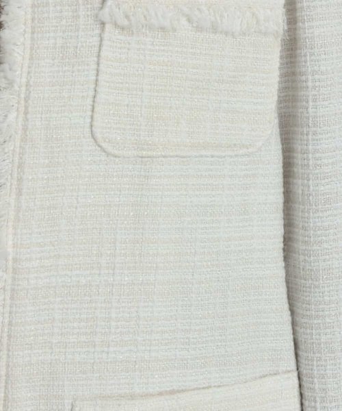 パール調ボタンツイードミドルジャケット 