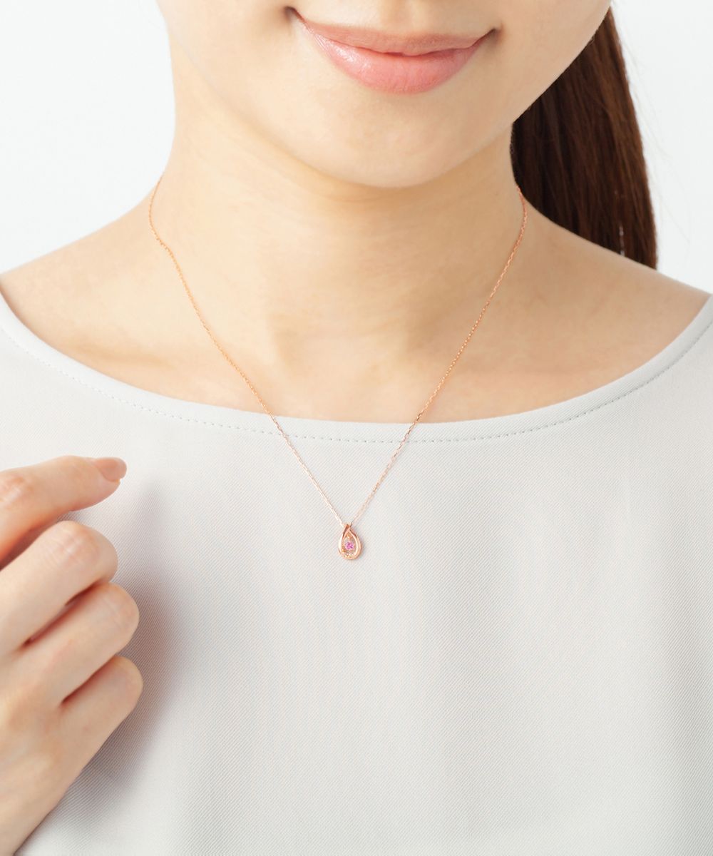 10月誕生石】K10ピンクゴールド ネックレス - ネックレスファッション