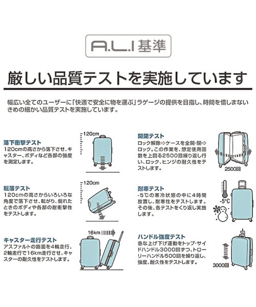 ASIA LUGGAGE(アジアラゲージ)/アジアラゲージ ガーレ スーツケース Mサイズ 55L フレーム アルミフレーム 静音 抗菌 中型 A.L.I GALE LC－5020－24 キャリーケース/img13