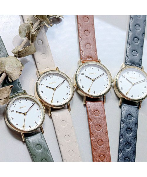 nattito(ナティート)/【メーカー直営店】腕時計 レディース マール 型押しベルト サークル 丸形 こだわりウォッチ シンプル かわいい YM067/img02
