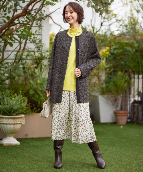 MANTECOツイード コクーンシルエットコート 