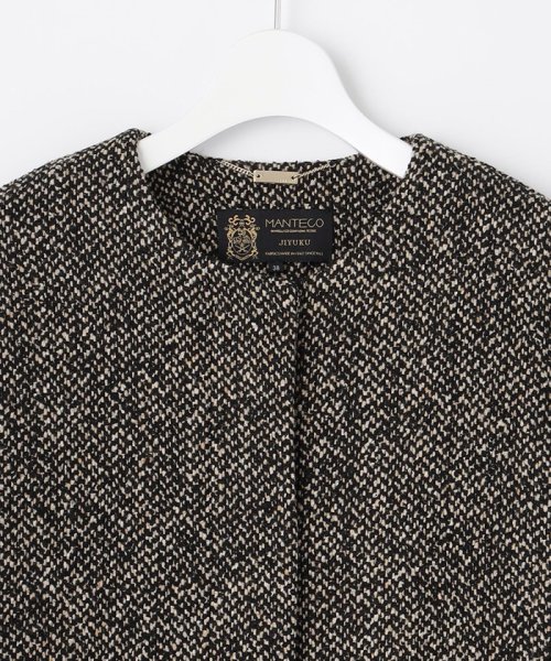 MANTECOツイード コクーンシルエットコート 