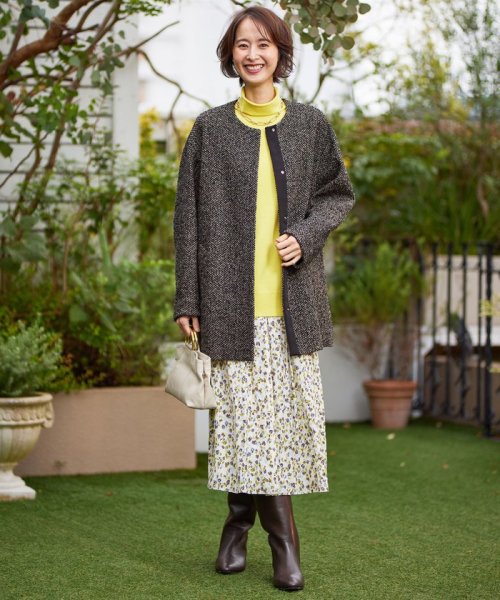 MANTECOツイード コクーンシルエットコート 