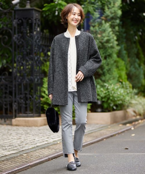 MANTECOツイード コクーンシルエットコート 