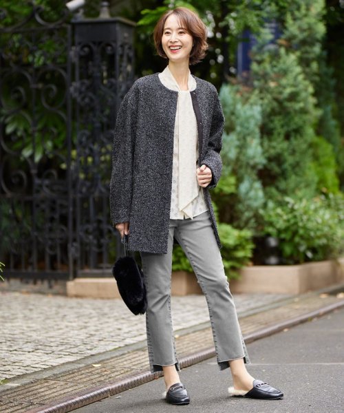 MANTECOツイード コクーンシルエットコート 