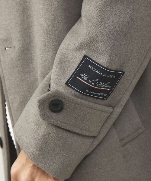 【MASCHILE/マスキーレ】メルトン ステンカラー コート 商品説明【素材】ウールとポリエステルを組み合わせることで保温性がありしなやかな肌触りを実現。イタリアンクラシックな2色の糸を織り込んだミックス調カラーでスモーキー KU1412081144(10725円)