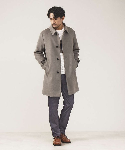【MASCHILE/マスキーレ】メルトン ステンカラー コート 商品説明【素材】ウールとポリエステルを組み合わせることで保温性がありしなやかな肌触りを実現。イタリアンクラシックな2色の糸を織り込んだミックス調カラーでスモーキー KU1412081144(10725円)