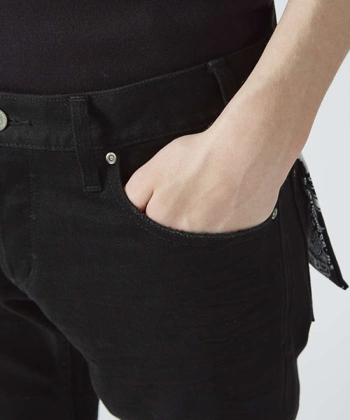 【24S/S新色追加】オリジナルバンダナ付き ハイパーストレッチ スキニー デニ モデル：H182 B89 W73 H90