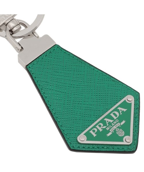 プラダ キーリング キーホルダー サフィアーノ トライアングルロゴ グリーン メンズ PRADA 2PP041 053 F0458 PRADA プラダ キーリング キーホルダー サフィアーノ トライアングルロゴ グリーン メンズ 2PP041