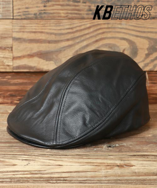 【KBETHOS/ケービーエトス】 レザーハンチング/帽子 USA アメリカ製 キャップ ハンティング帽 イケオジ 革 レザー