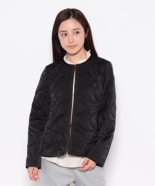 キルティングノーカラージャケット 
