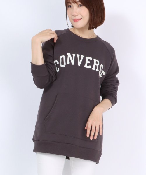 salong hameu(salong hameu)/【Salong hameu】CONVERSE（コンバース）ブランドロゴワンポイント・カレッジロゴ スウェットトレーナーチュニック丈（裏ボア）レディース/img29