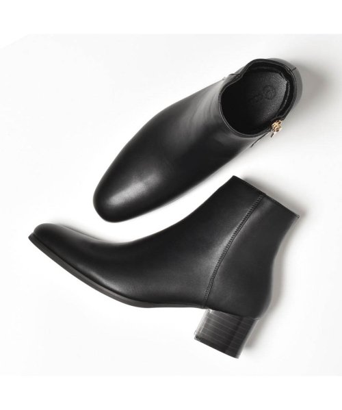 SVEC(シュベック)/ヒールブーツ メンズ ショートブーツ ヒール 高め 5.5cm ショート ブーツ サイドジップ ブランド endevice エンデバイス シンプル モード 黒/img02