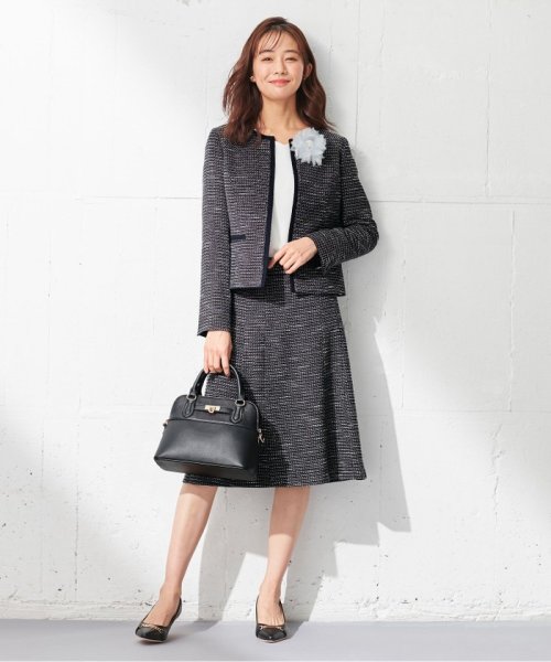 【セットアップ対応】リップルボーダー ノーカラー ジャケット 