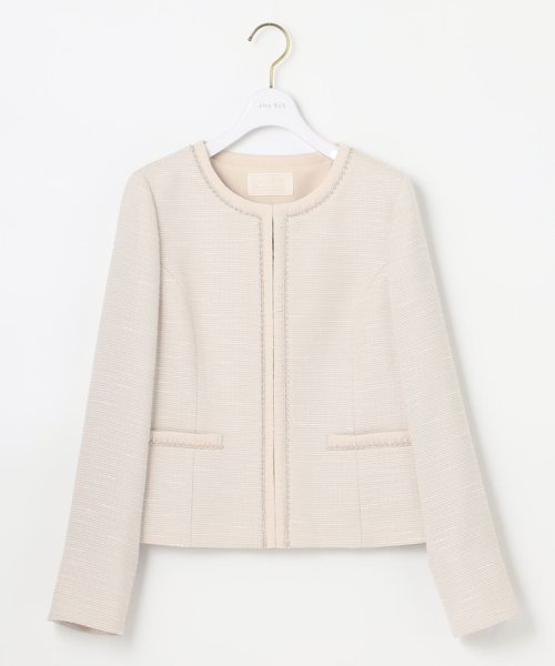 【セットアップ対応】リップルボーダー ノーカラー ジャケット 