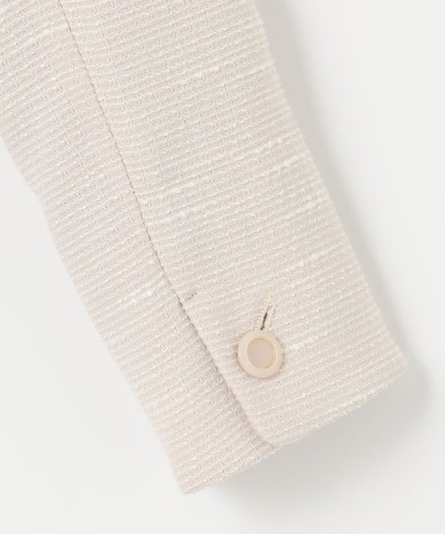 【セットアップ対応】リップルボーダー ノーカラー ジャケット 