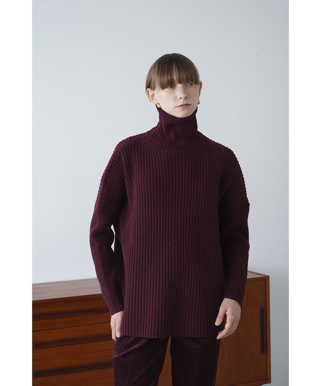 セール】 クラネ(CLANE) |DOUBLE FACE CENTER SLIT RIB KNIT TOPS ...