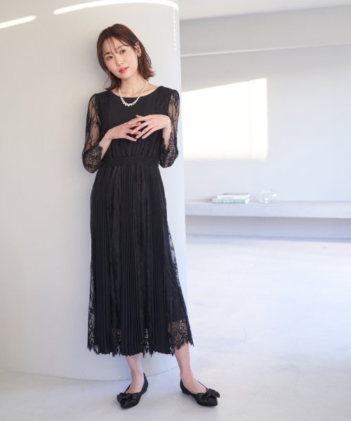 ROPE' PICNIC(ロペピクニック)/【一部店舗限定】【Mon E’toile/モンエトワール】プリーツコンビレースDress/img01