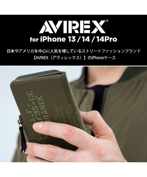 AVIREX(AVIREX)/スマホケース iPhone14 iPhone14Pro iPhone13 ブランド アヴィレックス AVIREX 手帳ケース サイドジップ iphone14/img25