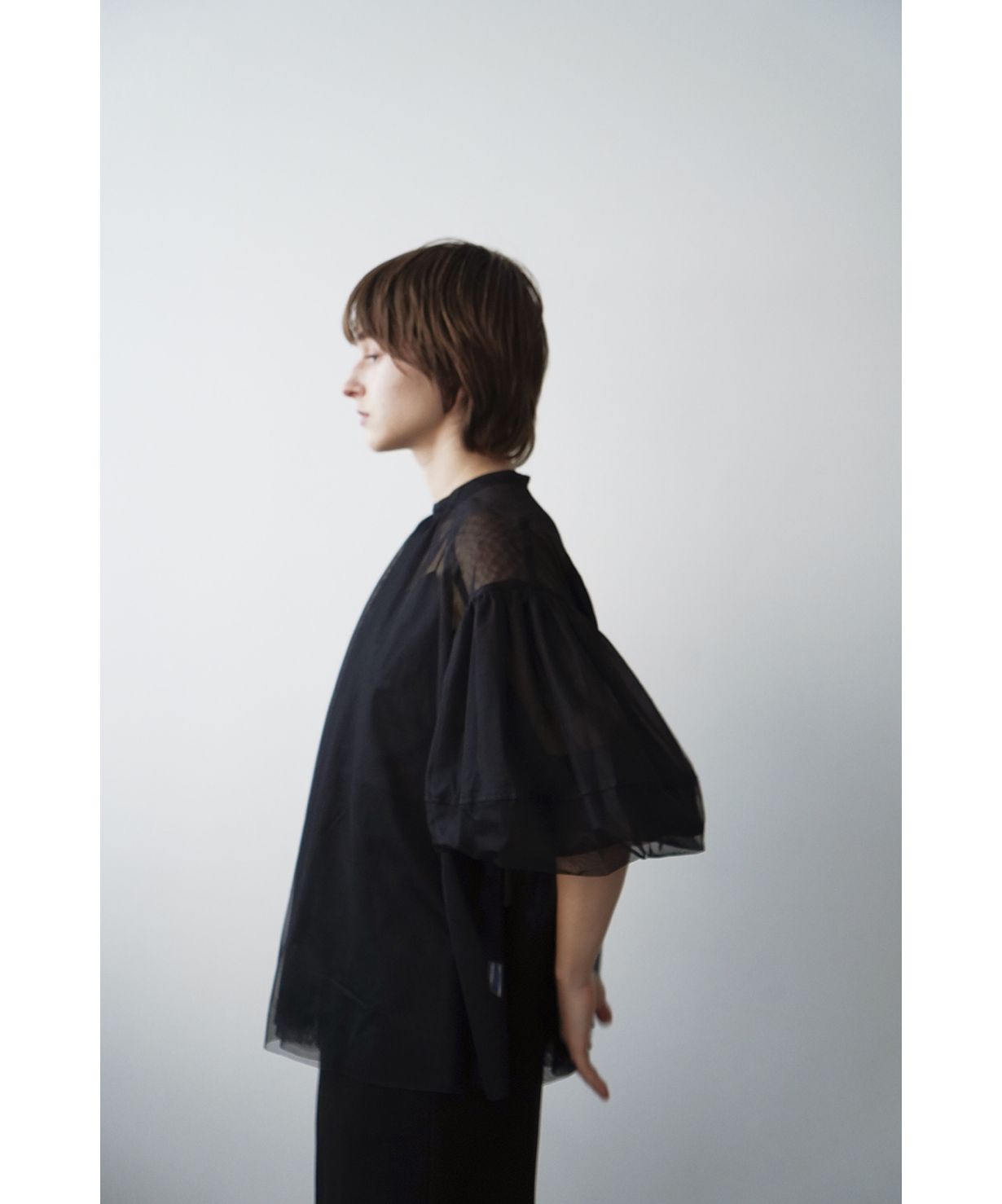 セール】SHEER TULLE BALLOON SLEEVE TOPS(505105018) | クラネ(CLANE