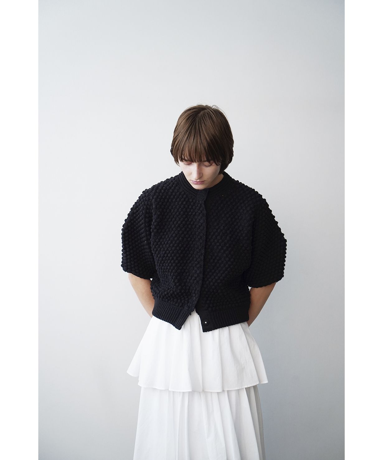 セール】3D DOT HALF SLEEVE KNIT CARDIGAN(505105019) | クラネ(CLANE ...