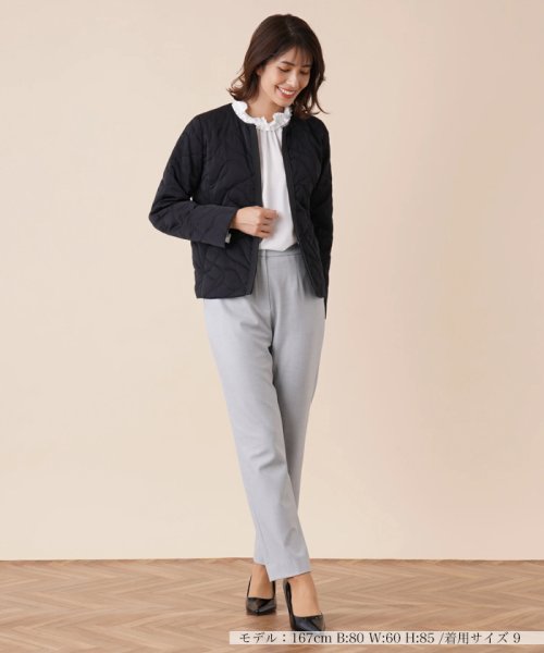 キルティングノーカラージャケット 