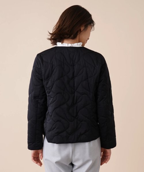 キルティングノーカラージャケット 