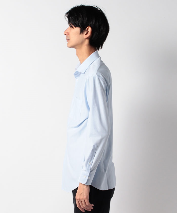 コットン/ポリエステル 46ゲージニット ヘリンボーン ドレスシャツ New Milano Fit