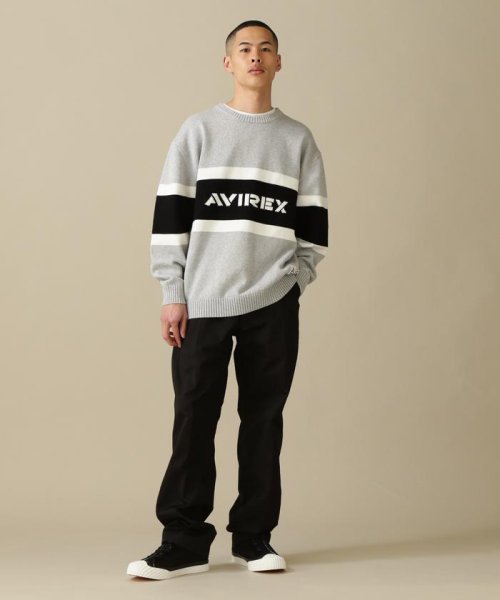 AVIREX(AVIREX)/PANELLED BORDER LOGO KNIT / パネル ボーダー ロゴ ニット/img01