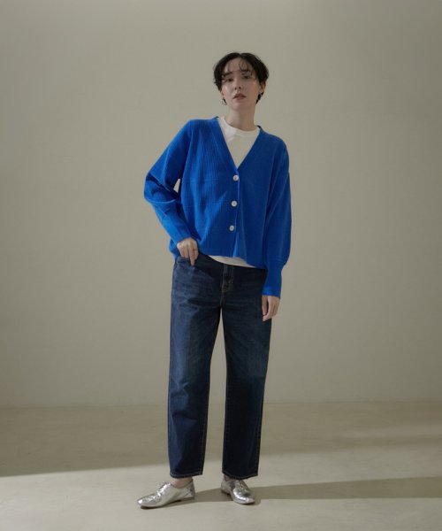 Vネックリブカーディガン－CreamyCotton /クリーミーコットン－ Creamy ■モデル身長 着用サイズ Cotton クリーミーコットン