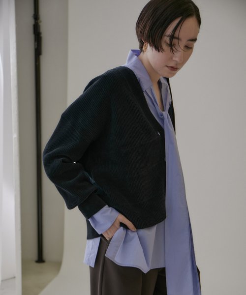 Vネックリブカーディガン－CreamyCotton /クリーミーコットン－ Creamy ■モデル身長 着用サイズ Cotton クリーミーコットン