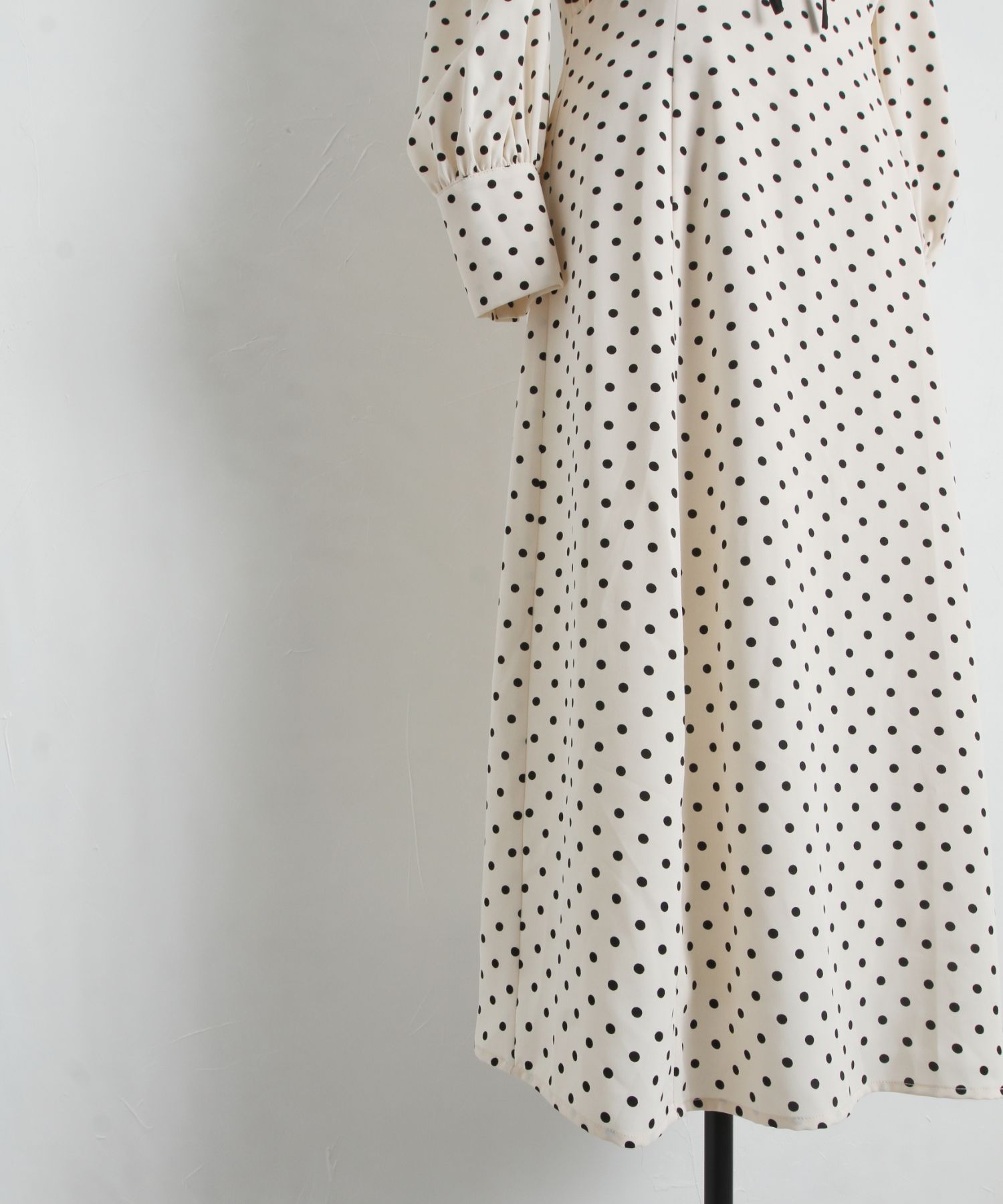 KLOSET クロセット ドット パフスリーブ ワンピース ブラック インポート