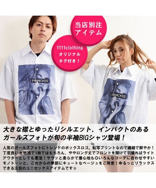 1111clothing(ワンフォークロージング)/ビッグシャツ 半袖 シャツ オーバーサイズ メンズ レディース 韓国 ファッション ペアルック カップル 秋冬 秋 冬 ストリート系 お揃い 服 大きいサイズ /img03