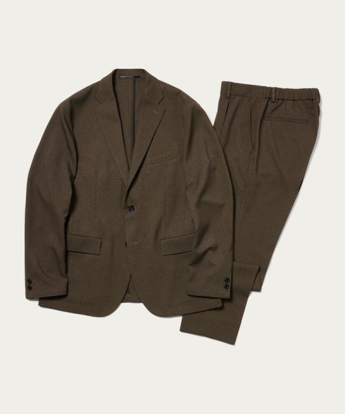 【WEB限定 WARDROBE SMART】LANATEC セットアップ/背抜きジャケット＆イージーパンツ LANATEC 品名：byS B88 W76 H92 JKT 1P LANTEC OX JKT/1P WARDROBE 遠目でみると無地のように見えますが