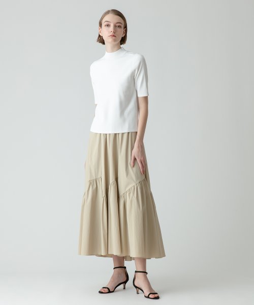 バイヤス切替ギャザースカート 手洗い可能です フィッティングモデル 詳細画像 165cm B73 W61 H85　着用サイズ：02