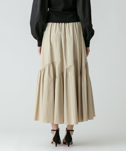 バイヤス切替ギャザースカート 手洗い可能です フィッティングモデル 詳細画像 165cm B73 W61 H85　着用サイズ：02