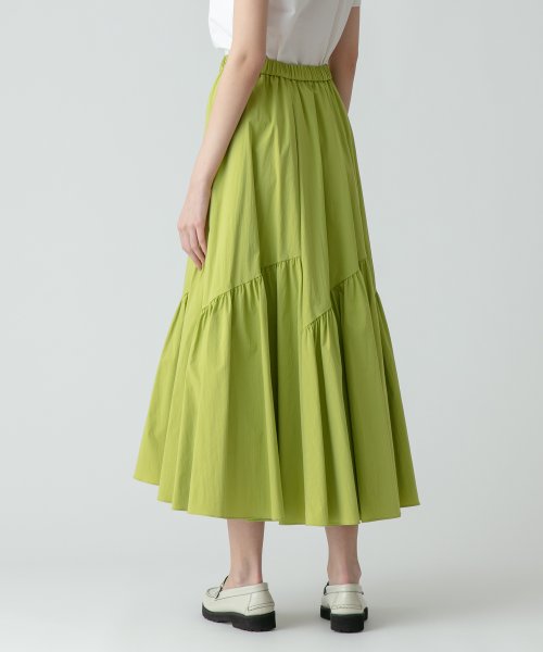 バイヤス切替ギャザースカート 手洗い可能です フィッティングモデル 詳細画像 165cm B73 W61 H85　着用サイズ：02