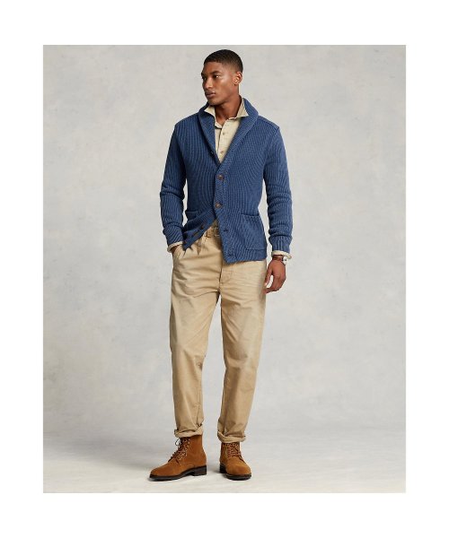 コットン ショールカラー カーディガン 